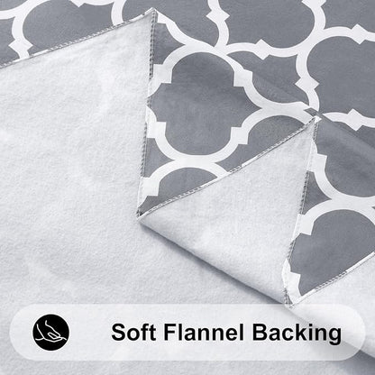 Smiry Oval Table Cloth, Waterproof Vinyl Tablecloths with Flannel Backing for Oval Tables, Wipeable Spillproof Plastic Tablecloth for Dining, Camping, Indoor and Outdoor (60"x84", Grey)