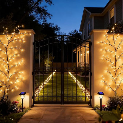 Solar Outdoor Willow Vine Light, 5.9ft 96LED Warm White Tree Branch Lights | Waterproof Solar Powered Brown Wire Decor Auto On/Off for Patio Garden Yard Balcony (Solar Powered Willow Vine Lights)