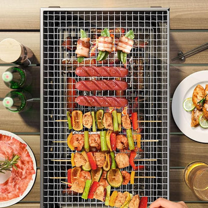 BBQ Barbecue Grill, Portable BBQ Folding Charcoal Barbecue Grill, with Baking Net, for Outdoor Backyard Cooking Camping Hiking, Picnics Trip,35x27x20cm