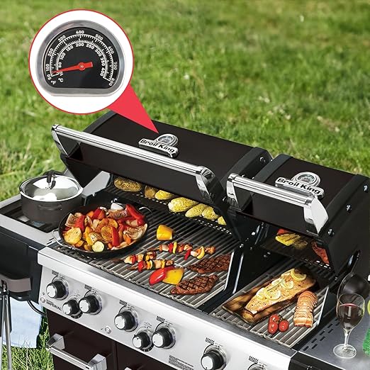 18013 BBQ Grill Lid Temperature Gauge Compatible with Broil King, Replacement Large Chrome Lid Heat Indicator for Broil King Signet/Sovereign/Baron/Regal/Imperial Series Grill Parts (1998-present)