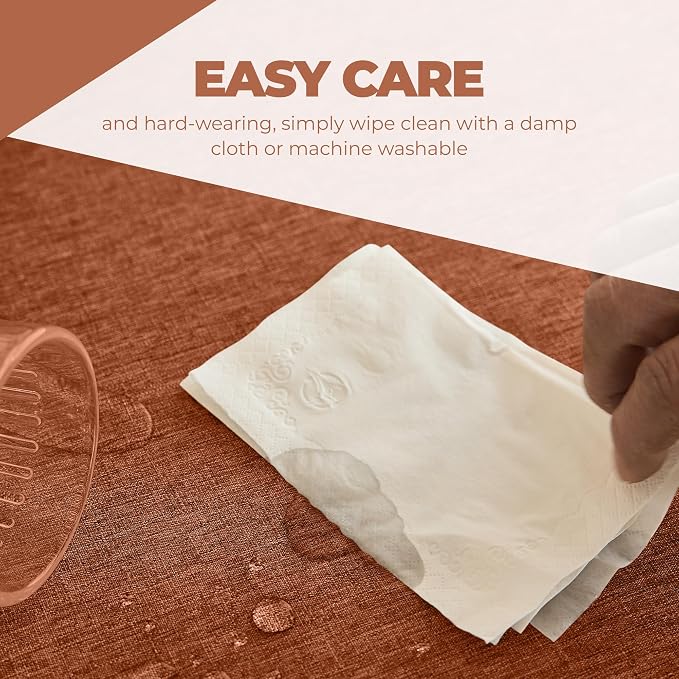 Decorelia Faux Linen Small Rectangle Tablecloth for Kitchen Dining Room,Outdoor Coffee Wrinkle-free Washable Table Cloth Covers for Wedding, Picnics,Party(Oblong,60 x 84 Inch (6-8 Seats),Burnt Orange)