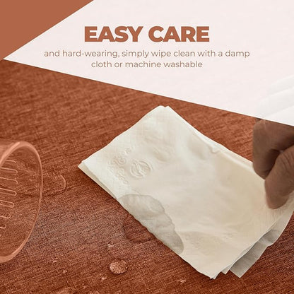 Decorelia Faux Linen Small Rectangle Tablecloth for Kitchen Dining Room,Outdoor Coffee Wrinkle-free Washable Table Cloth Covers for Wedding, Picnics,Party(Oblong,60 x 84 Inch (6-8 Seats),Burnt Orange)