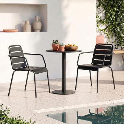 Christopher Knight Home Jodi Outdoor Bistro Set, 3-Piece Bistro Table and Chairs Set of 2, Patio Furniture Set with Iron Frame, Patio Conversation Set for Poolside/Garden Cafeteria, Matte Black
