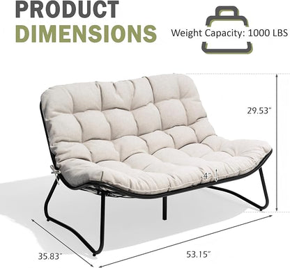 Crestlive Products Outdoor Couch，Patio Loveseat with Soft Cushions All Weather Patio Furniture for Porch/Balcony/Yard (2PC Beige)