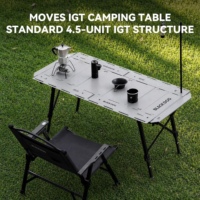BLACKDOG 4.5U IGT Camping Table, Folding Portable Camp Table, Adjustable Height Aluminum Portable Table with Carry Bag for Outdoor, Pictic, Patio and Backyard 48.8" L x 22.8" W, Rock Grey