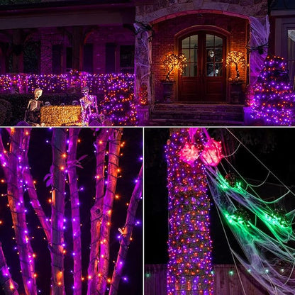 Brizled Outdoor Halloween Lights, 262.46FT 800 LED Orange Purple Mini Light | 8 Mode; Timer; Waterproof; Plug in Mini Twinkle Orange & Purple String Lights for Outside Indoor Spooky Halloween Party Decor