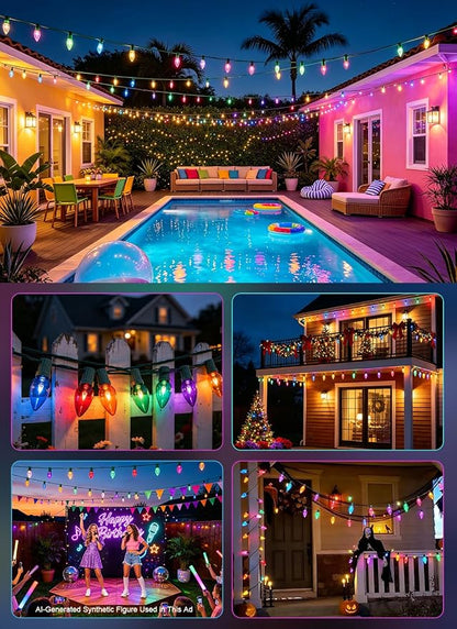 Formosa 26FT Upgraded Version C9 Christmas String Lights, Waterproof Clrar Multicolor String Lights for Indoor and Outdoor Use, for Xmas Tree, Patio, Holiday Party Decor, UL Listed, Commercial Grade