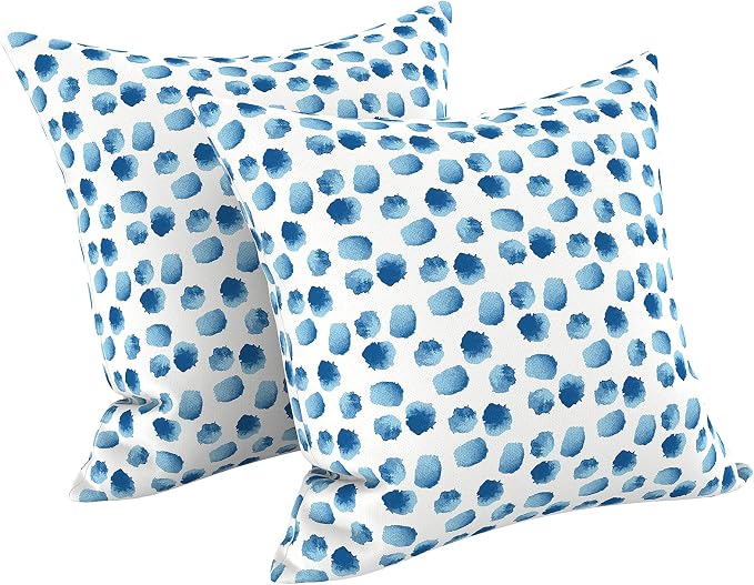 LVTXIII 2 Pack Outdoor Throw Pillow Covers for Patio Furniture, 16x16 Inch Square Pillow Case, Water-Repellent Cushion Covers for Garden, Porch, Sofa, Brush Blue
