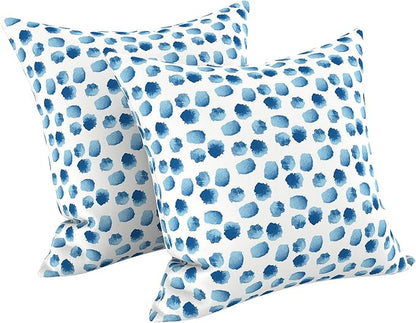 LVTXIII 2 Pack Outdoor Throw Pillow Covers for Patio Furniture, 16x16 Inch Square Pillow Case, Water-Repellent Cushion Covers for Garden, Porch, Sofa, Brush Blue