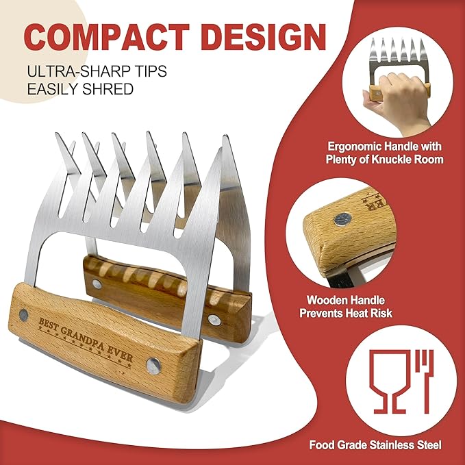 Gifts for Grandpa, Christmas Grandpa Gifts from Grandkids BBQ Blanket with Meat Claws, Meat Resting Bag for BBQ Smoking, Meat Shredder Claws Grill Accessories for Outdoor Grill on Birthday