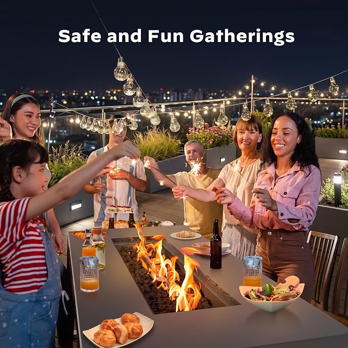 Ciays 42 inch Gas Fire Pit Table, with Steel Lid & Lava Rock, 60,000 BTU