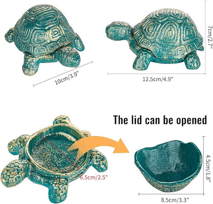 Sungmor Cast Iron Turtle Key Hider – Heavy Duty Indoor Outdoor Spare Key Holder & Garden Decor, Antique Green Small Animal Statue for Porch, Shelf, Patio | Heavy Duty Small Animal Figurine for Porch Patio Shelf Indoor Outdoor Home Ornament