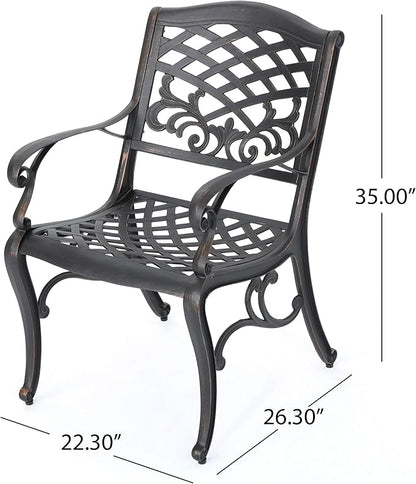 Christopher Knight Home Myrtle Beach Outdoor Aluminum Dining Chairs, 2-Pcs Set, Shiny Copper