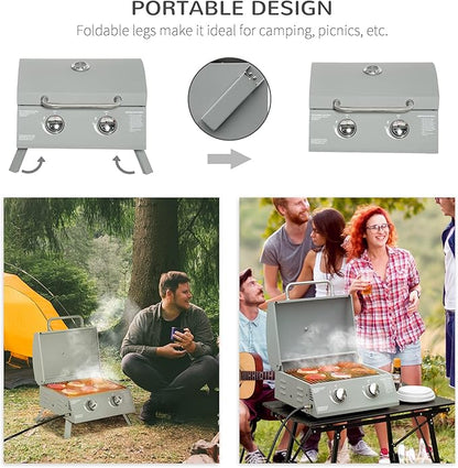 Portable Charcoal Grill with Lid and Thermometer for Outdoor Cooking, Foldable Legs and Removable Ashtray