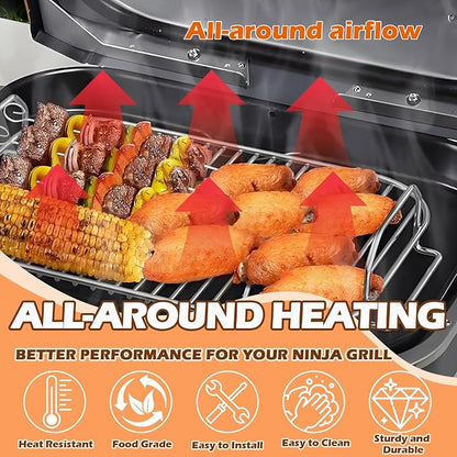 Woodfire Rib Rack & Roast Rack for Ninja Woodfire XL Grill OG800/900 Series Accessories, XSKRACKXL Rib Rack & XSKRSTRKXL Smoke Rack for Ninja OG951 OG850 Pro Connect XL Outdoor Grill Smoker