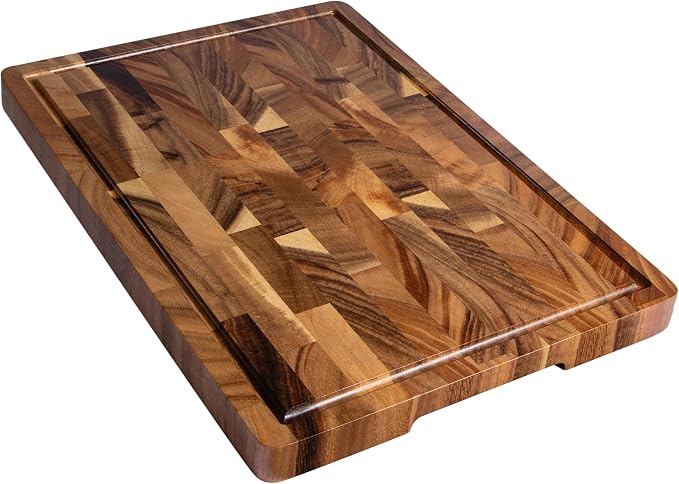Walnut Wood Cutting Boards for Kitchen, End Grain Chopping Board | Charcuterie Board with Juice Groove & Handle, Butcher Block for Meal Prep & Serving with Gift Box, 16.5" x 11.6" x 0.8"