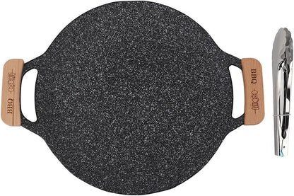 gernie Korean BBQ Grill Pan, Nonstick Round Griddle Grill Pan, Portable Round Cast Iron Skillet with Handle, Multifunctional Stove Plate for Meats, Pancakes, Korean Grill Pan for, gernief9w01iphkm-13