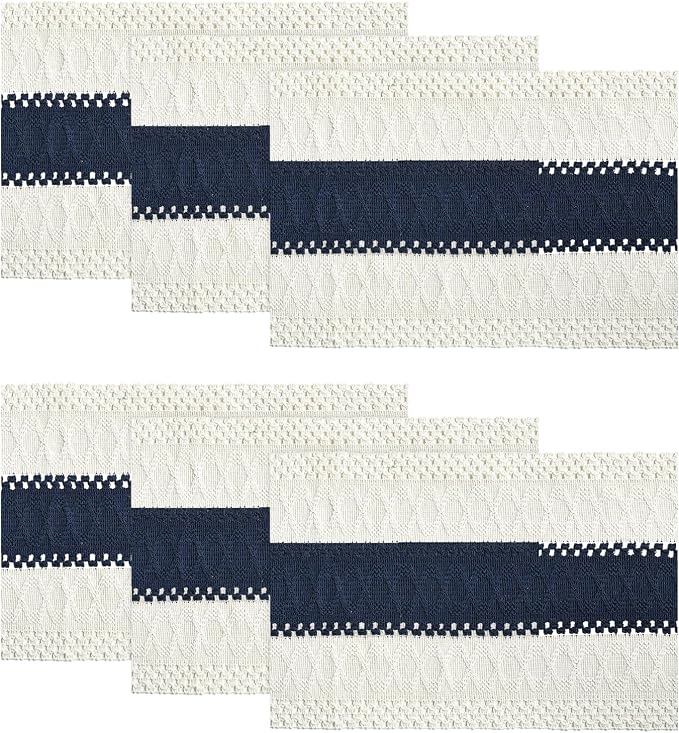 Artoid Mode Dark Blue Farmhouse Rustic Placemats Set of 6,12x18 Inch Seasonal Holiday Hollow Table Mats Party Kitchen Dining Decoration