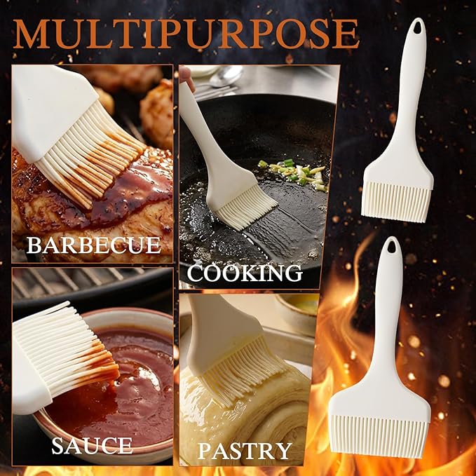 2 Pack Meat Brush for Basting,Silicone Heat Resistant Cooking Brush for Your KitchenBBQ Grill Brushes Baking Cooking,BPA Free and Dishwasher Safe