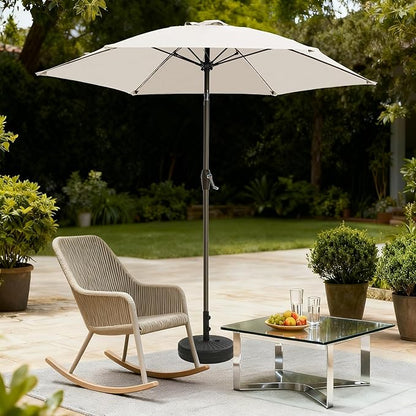 7.5FT Large Outdoor Patio Umbrella with Crank & Tilt - Durable Market Umbrella for Outdoor Patio with 6 Fiberglass Ribs for Poolside,Deck,Yard,Garden