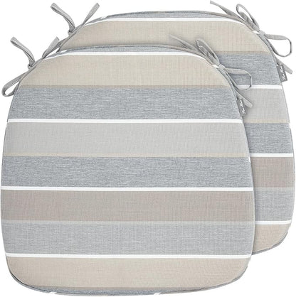 FUNHOME Outdoor Chair Cushions Set of 2,Patio Seat Cushion 17"x16"x2",U-Shaped Dining Chair Cushion 17 by 16 Inch,Water Resistant,Fade-Resistant Chair Pads for Kitchen Garden Furniture(Gray Stripe)