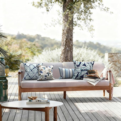 LVTXIII 2 Pack Outdoor Pillow Covers ONLY 18x18 Inch, Water-Repellent Square Decorative Cushion Covers for Patio Furniture, Garden, Sofa, Boho Geometry Blue