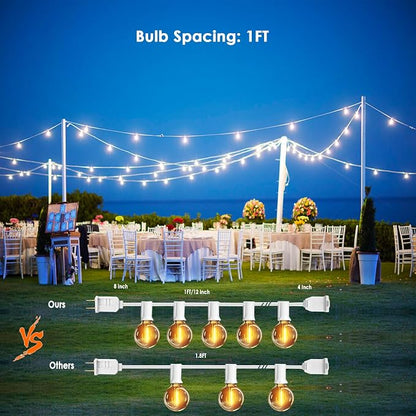 G40 Outdoor String Lights 150FT with 150+6 Bulbs,Remote & Dimmer Included | 1FT spacing,Patio Lights with 3 Light Modes & Timing, Outdoor lights for bistro Backyard Gazebo Pergola Wedding Café