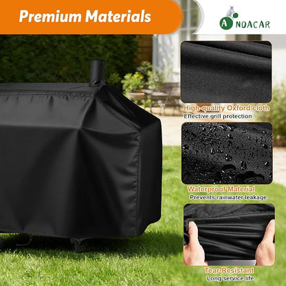 Charcoal Grill Cover for Royal-Gourme-t CC1830W 30-Inch Charcoal Grill, Smoker Grill Cover for CC1830SC 30-Inch Outdoor Grill Waterproof BBQ Grill Cover - 54" L×29" W×45" H, Black