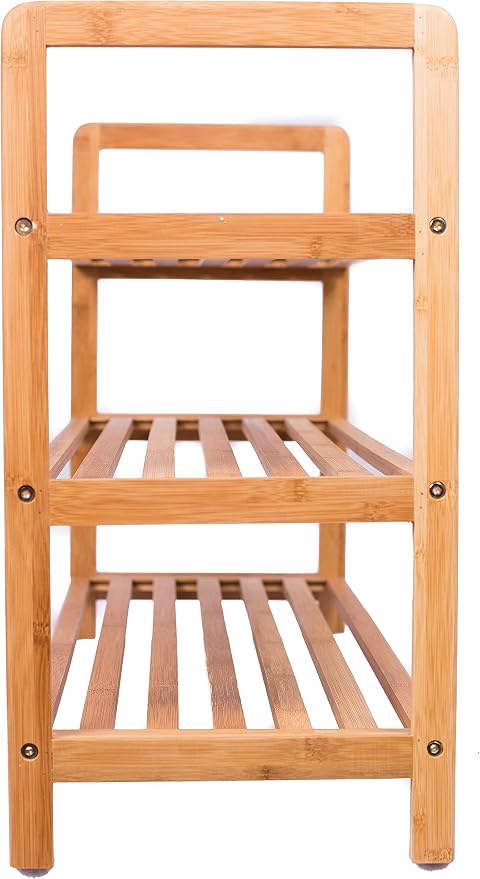 BIRDROCK HOME Bamboo Shoe Rack Organizer for Entryway, Closet, or Front Door - Stackable Wooden Storage Shelf for Small Spaces, Indoor or Outdoor, Decorative Brown Madera - Elegant, Simple - 3 Tier