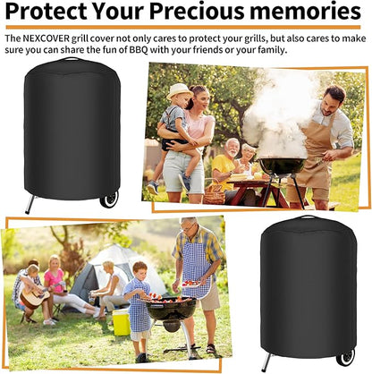 NEXCOVER Kettle Grill Cover | 26.5 Inch Charcoal BBQ Cover, Round Barbecue Cover, Fade & UV Resistant Small Smoker Cover, Waterproof Heavy Duty Cover, Compatible for Weber 22" Charcoal Grill