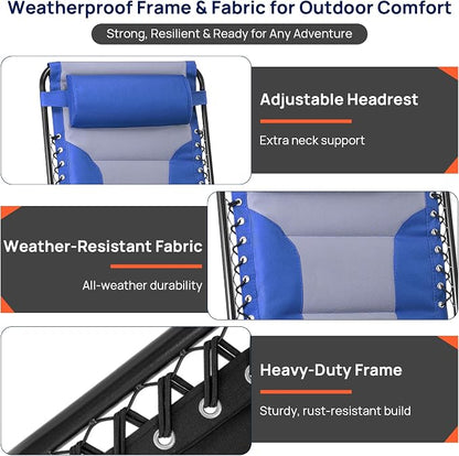 Alpen Zero Gravity Chair, Portable Padded Patio Chairs for Outdoor Camping | Portable Padded Patio Chair with Foldable Design for Camping, Outdoor events, Balconies and Backyard Relaxation.