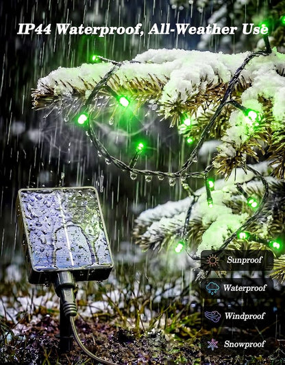 LitHome 2 Pack Solar String Lights Outdoor with Remote, Total 200LED 66FT | Solar Christmas Lights Outside Waterproof, 8 Modes String Light for Xmas Patio Garden Party Yard Tree Decor, Green