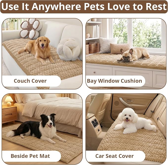 OstepDecor Couch Cover for Dogs, Washable Non Slip Sofa Cover for Pets | Soft Couch Covers for Sofa, Loveseat and Sectional, Furniture Protector Against Pet Hair & Dirt (35.4" x 63", Khaki)