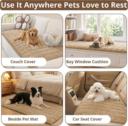 OstepDecor Couch Cover for Dogs, Washable Non Slip Sofa Cover for Pets | Soft Couch Covers for Sofa, Loveseat and Sectional, Furniture Protector Against Pet Hair & Dirt (27.6" x 70.9", Khaki)