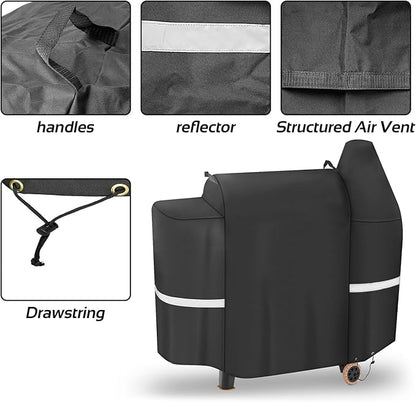 56 inch Grill Cover for Pit Boss 820 850 Deluxe Series 820 Pro, 820D, 820FB, 820PB, Premium Wood Pellet Smoker for Z Grill 700 Smoker Pellet, Heavy Duty and Waterproof Grill Cover Replacement
