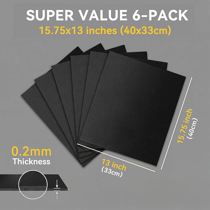 Grill Mats for Grill, Set of 6, 23 x 16.5 Inch | Non-Stick Sheets for Outdoor Grill Cooking and Grilling