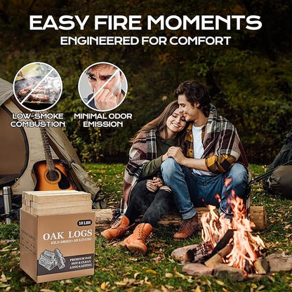 Kiln Dried Oak Firewood Bark Free Hardwood Logs for Pizza Ovens Fire Pits Fireplaces Clean Hot Burning Lights Quickly 10in 18lbs