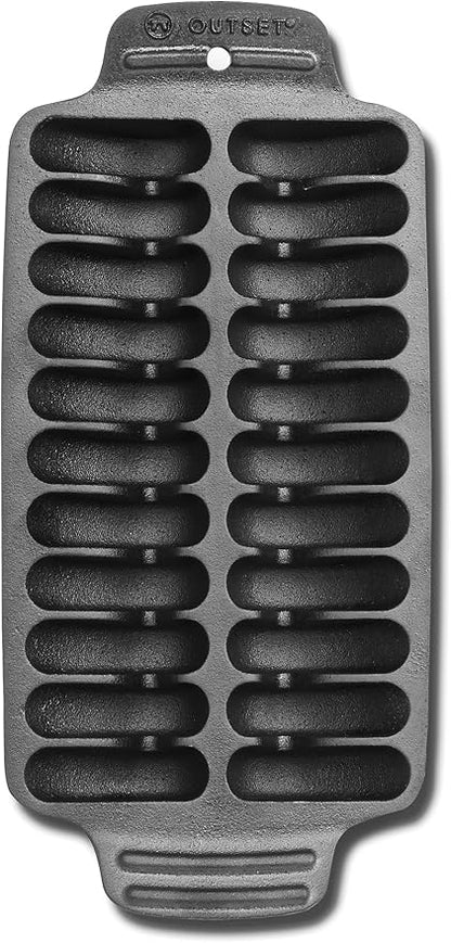 Outset Shrimp Cast Iron Grill and Serving Pan, Black, 22 Grilled Shrimp Capacity