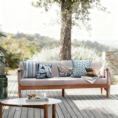 LVTXIII 2 Pack Outdoor Pillow Covers ONLY 18x18 Inch, Water-Repellent Square Decorative Cushion Covers for Patio Furniture, Garden, Sofa, Stripe Layered Blue