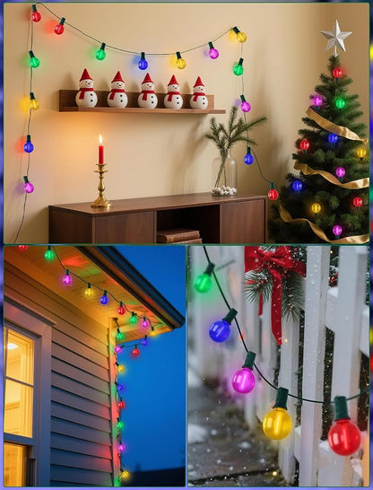 SUNSGNE G40 LED Vintage Christmas Lights, 50FT Christmas Globe String Lights with 27 LED Frosted Multicolor Bulbs(2 Spare) for Patio Backyard Roofline Decorations