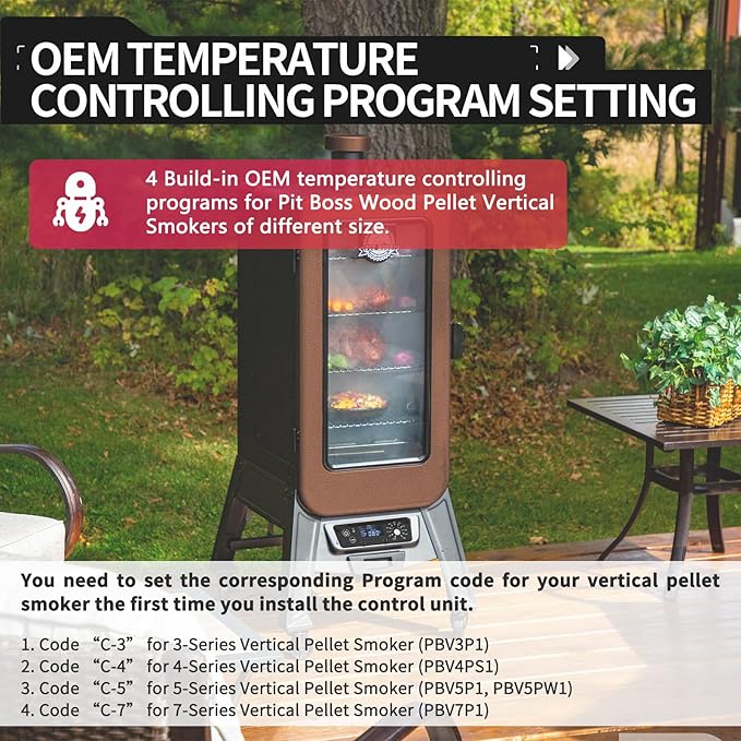 Upgraded Digital Trapezoid Controller Kit for Pit Boss Vertical Pellet Smokers - Compatible with PBV3P1/PBV4PS1/PBV5P1 Series Vertical Smoker,Comes with RTD Temperature Probe Sensor