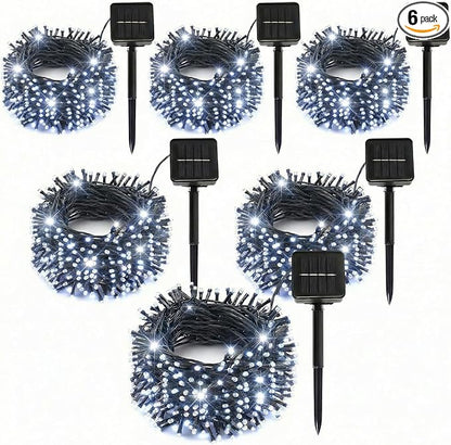 SyouHome Solar String Lights Outdoor, 6 Pack 600 LED Solar Christmas Lights | 236FT, 8 Modes, Auto ON/OFF, Memory Function, White Waterproof Outdoor Light for Garden, Patio, Balcony, Christmas Decor