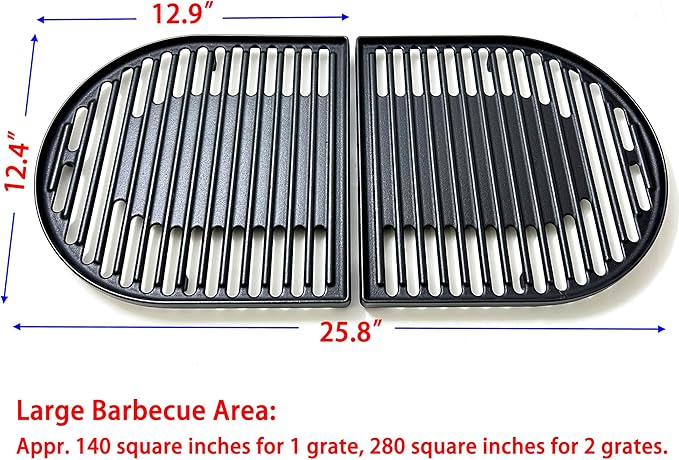 DC126 Cast Iron Grill Cooking Grates for Coleman Roadtrip Swaptop Grills LX LXE LXX, Non-Stick Grids Grates, 2 Pack