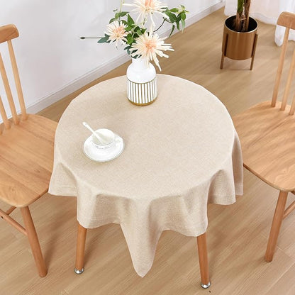 Wolkemer 36x36 Inch Faux Linen Small Square Tablecloth, Heavy Duty Beige Table Cloths for Tables 18-30 Inch (Not for 36" Table), Coffee Tables Cover for Kitchen Dining Indoor Outdoor
