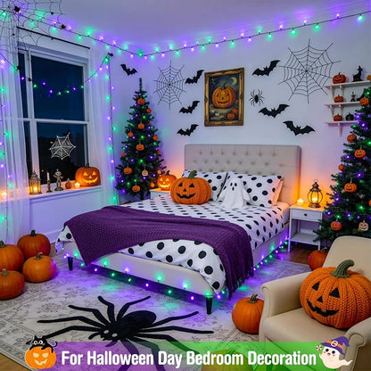JMEXSUSS 500 LED Purple and Green Halloween Lights | 173ft Halloween String Lights Outdoor Waterproof, 8 Modes Christmas Lights Plug in for Party House Halloween Decor