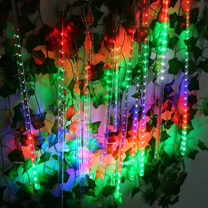 Aluan Outdoor Meteor Shower Rain Lights, 40cm/16inch 10 Tubes 360 LEDs Waterproof Falling Rain Hanging Lights with UL Plug for Christmas Holiday Party Home Garden Decor, Multicolor