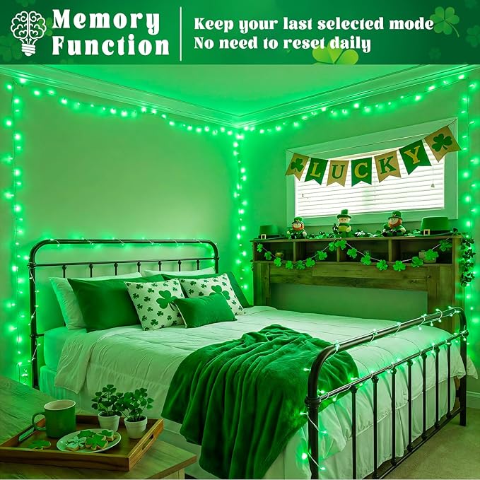 66FT 200 LED Outdoor String Lights, Plug in Christmas Lights Indoor Waterproof with 8 Modes, Connectable Clear Wire Fairy Twinkle Lights for Outside Home Patio Yard Party Holiday Decorations, Green