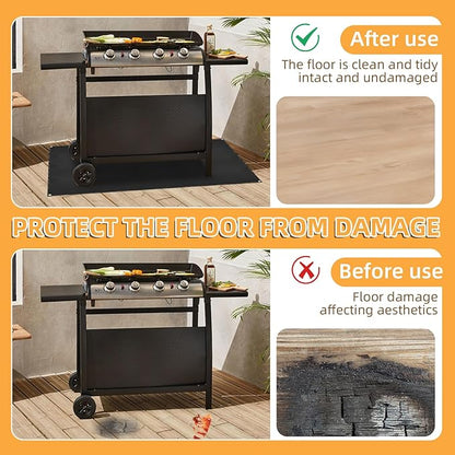 Under Grill Mat for Outdoor Grilling, 90 x 48 inches Double-Sided Fireproof Waterproof BBQ Protector for Deck and Patio Under Grill Mat for Outdoor BBQ