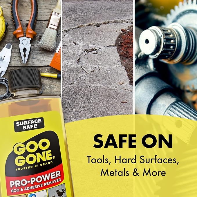 Goo Gone Spray Pro-Power Adhesive Remover with Scraper, Professional Strength, Easily Removes Wood Glue, Grease, Tar, Stickers, Goos, Wet Paint & Grime, Surface Safe, Fast Working, 16 Fl Oz