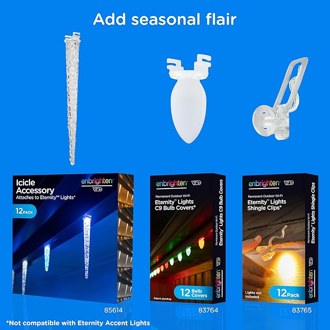 Enbrighten Vibe Eternity Permanent Outdoor Lights for House, 50ft, 36 RGBWIC LEDs, Close Spacing, 33lm, Color Changing, Christmas, Eave Lighting, Smart App, Works with Alexa, Google Home, 81102